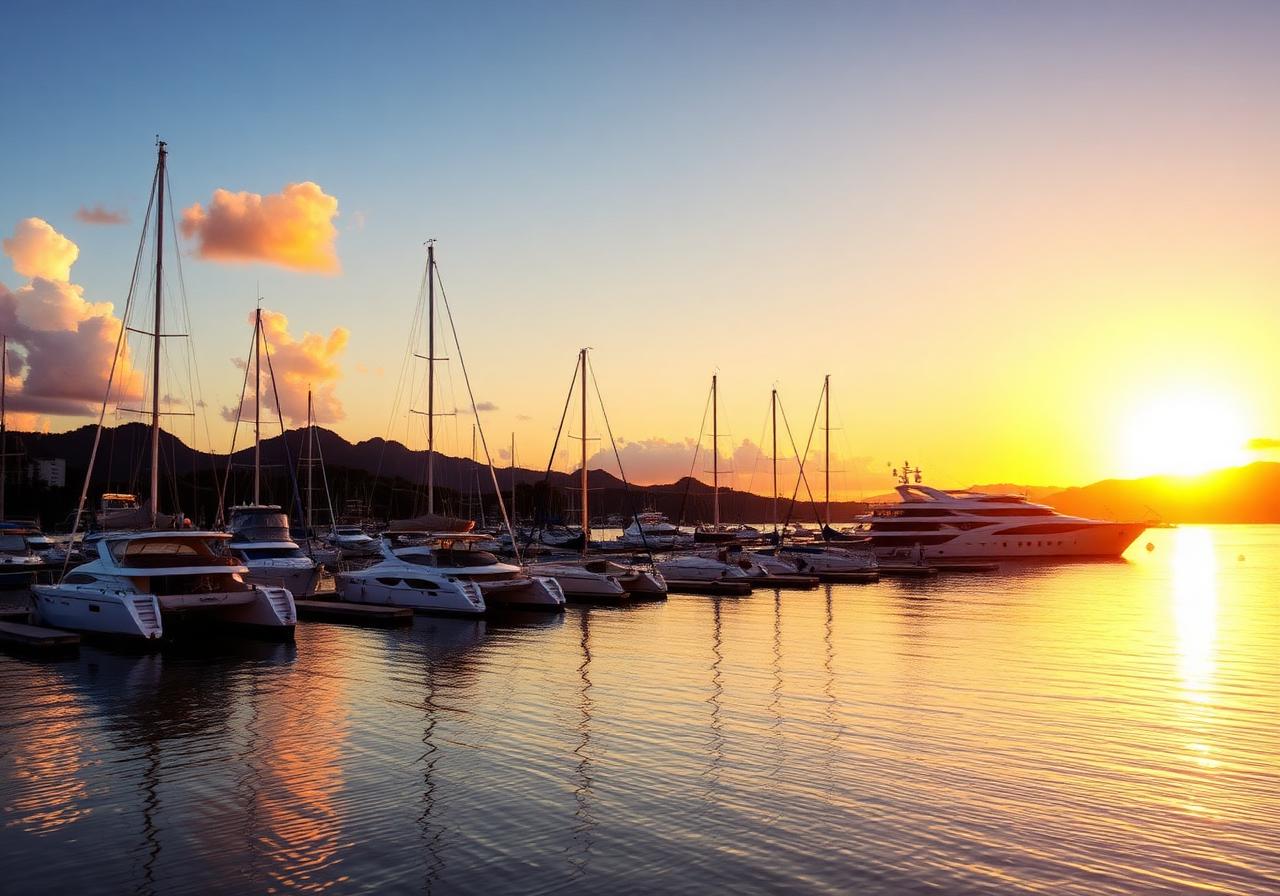 Cairns marina at sunset